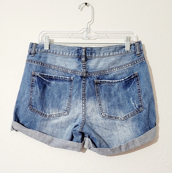 Y2K Forever 21 distressed 100% Cotton denim jean shorts size 31 - Picture 2 of 9